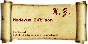 Mederus Zágon névjegykártya